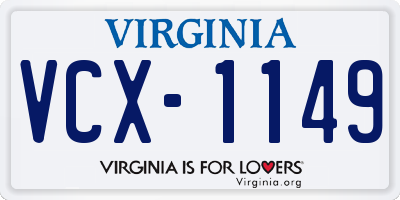 VA license plate VCX1149