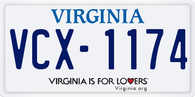 VA license plate VCX1174