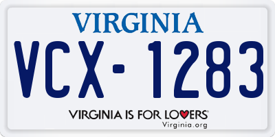 VA license plate VCX1283