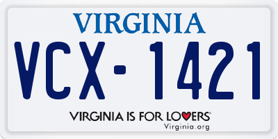VA license plate VCX1421