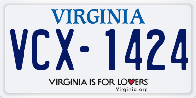 VA license plate VCX1424