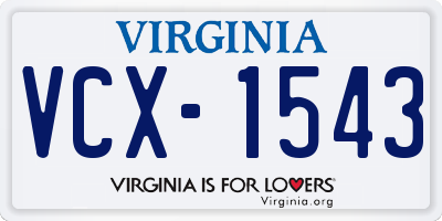 VA license plate VCX1543