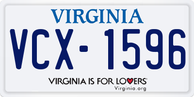 VA license plate VCX1596