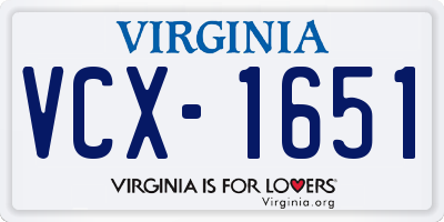 VA license plate VCX1651