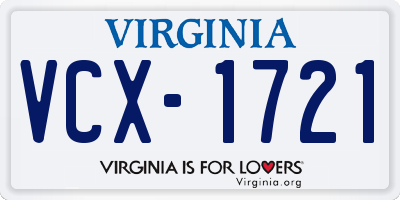 VA license plate VCX1721