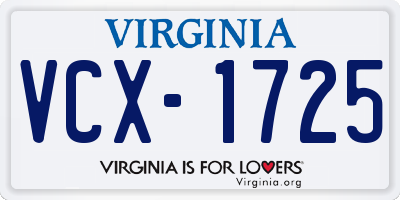 VA license plate VCX1725