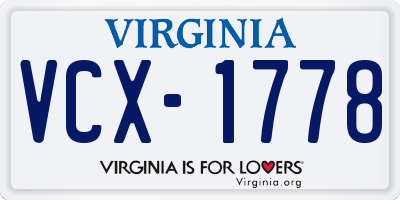 VA license plate VCX1778