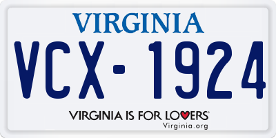 VA license plate VCX1924