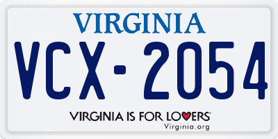 VA license plate VCX2054