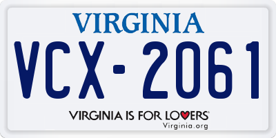 VA license plate VCX2061