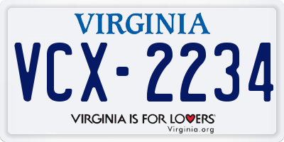 VA license plate VCX2234