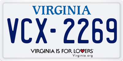 VA license plate VCX2269