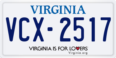 VA license plate VCX2517