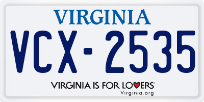 VA license plate VCX2535
