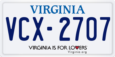 VA license plate VCX2707