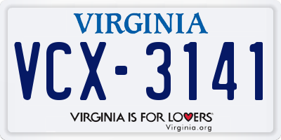 VA license plate VCX3141