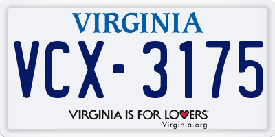 VA license plate VCX3175