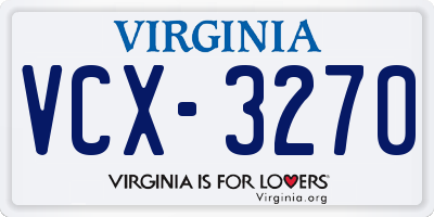 VA license plate VCX3270