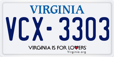 VA license plate VCX3303