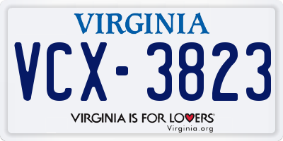 VA license plate VCX3823