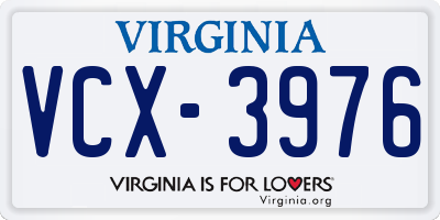 VA license plate VCX3976