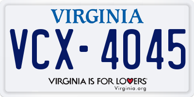 VA license plate VCX4045