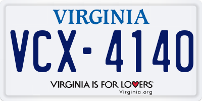 VA license plate VCX4140