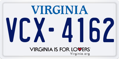 VA license plate VCX4162