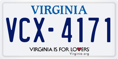 VA license plate VCX4171