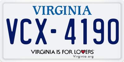 VA license plate VCX4190