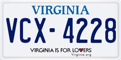 VA license plate VCX4228