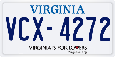 VA license plate VCX4272