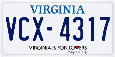 VA license plate VCX4317