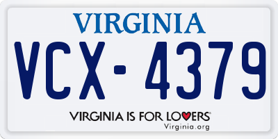 VA license plate VCX4379