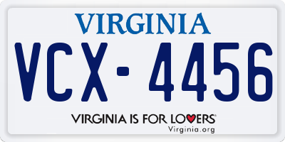 VA license plate VCX4456
