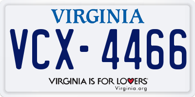 VA license plate VCX4466