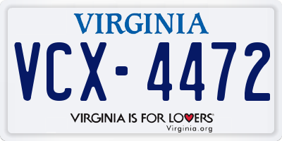 VA license plate VCX4472