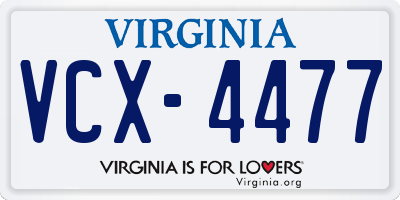 VA license plate VCX4477