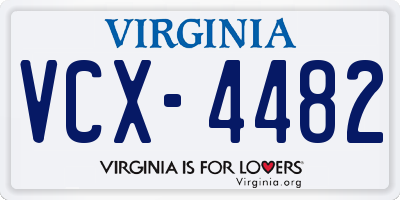 VA license plate VCX4482