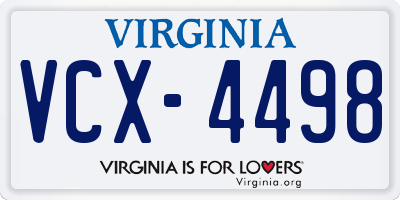 VA license plate VCX4498
