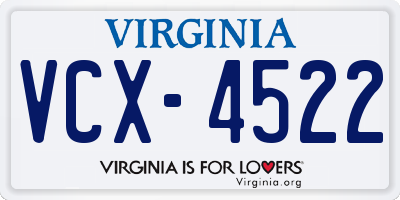 VA license plate VCX4522