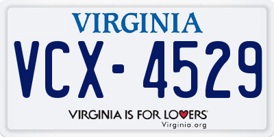 VA license plate VCX4529