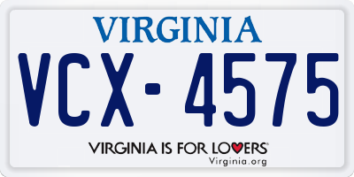 VA license plate VCX4575