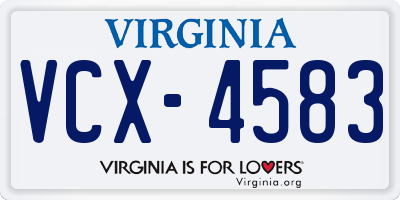 VA license plate VCX4583