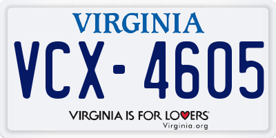 VA license plate VCX4605