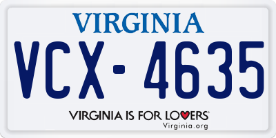 VA license plate VCX4635