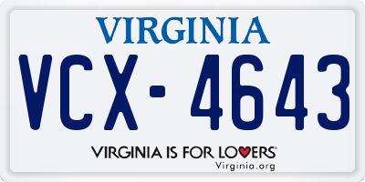 VA license plate VCX4643