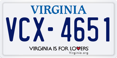 VA license plate VCX4651
