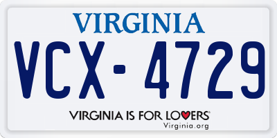 VA license plate VCX4729