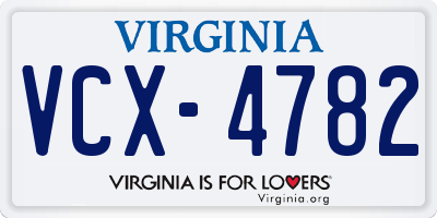 VA license plate VCX4782